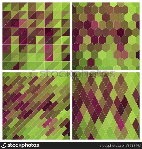 Vector Abstract Green Geometric Pattern Set