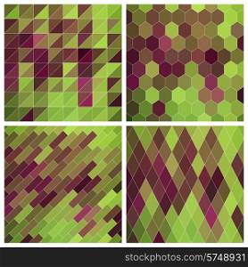 Vector Abstract Green Geometric Pattern Set
