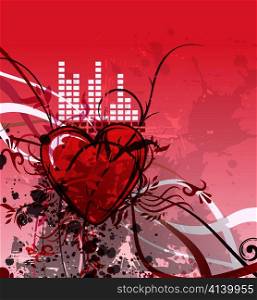 vector abstract grunge background with heart