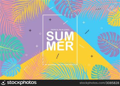 vector abstract hand drawn colorful summer, palm tree foliage tropical, EPS10.