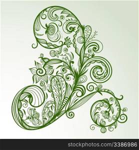 vector abstract hand drawn floral design element