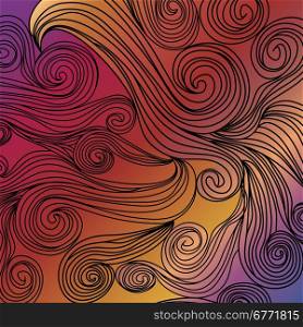 Vector abstract hand-drawn pattern with waves. Wavy background.