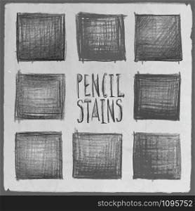 Vector abstract hand drawn pencil grunge background squares set