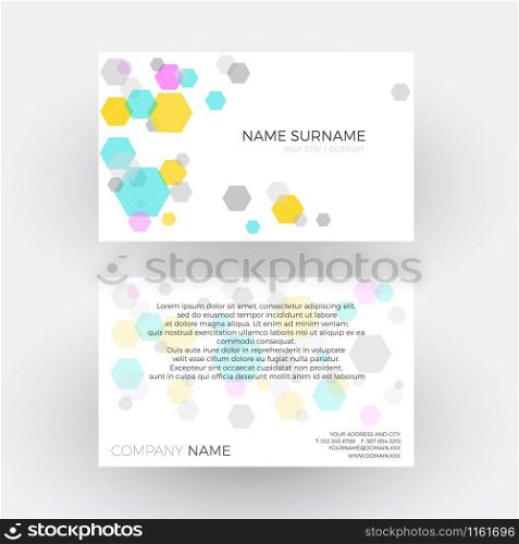Vector Abstract hexagon, concept of chemistry. Business card