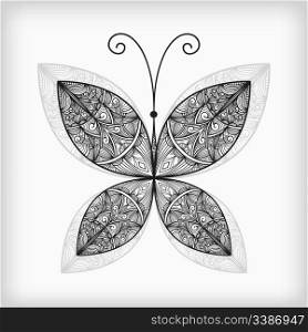 vector abstract highly detailed nonochrome butterfly
