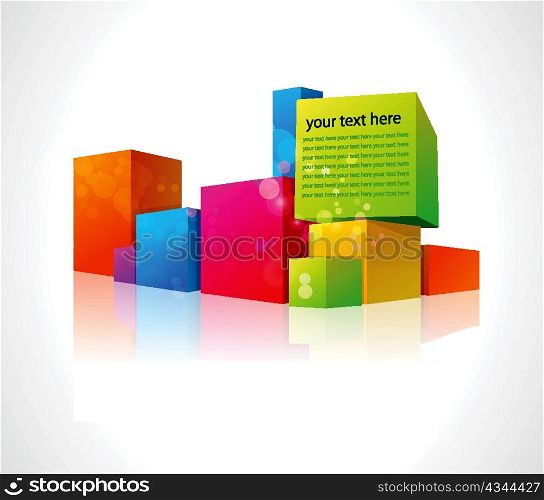 vector abstract illustration with colorful boxes