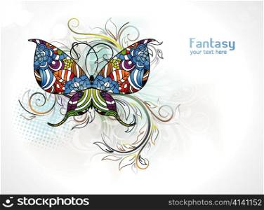 vector abstract illustration with colorful butterfly