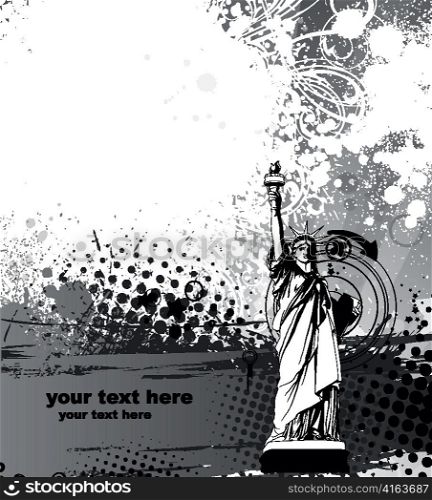 vector abstract ilustration with statue of liberty