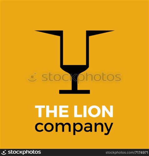 Vector abstract isolated lion, geometric shape