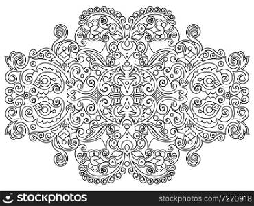 Vector abstract line art nature decorative ethnic ornamental illustration.. Vector abstract line art nature decorative ethnic illustration.