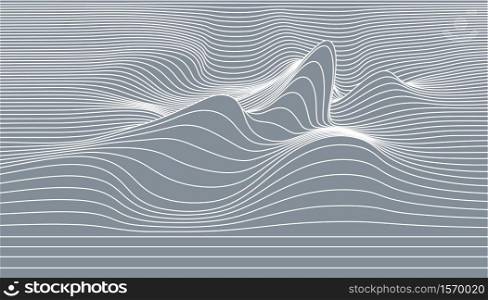 Vector abstract lines illustration. Waves background with distortion effect. Optical illusion.. Vector abstract lines illustration.