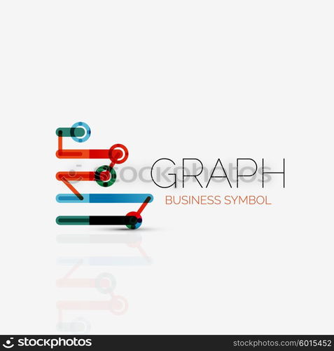 Vector abstract logo idea, linear chart or graph business icon. Creative logotype design template made of overlapping multicolored line segments