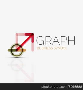 Vector abstract logo idea, linear chart or graph business icon. Creative logotype design template made of overlapping multicolored line segments