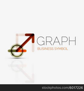 Vector abstract logo idea, linear chart or graph business icon. Creative logotype design template made of overlapping multicolored line segments