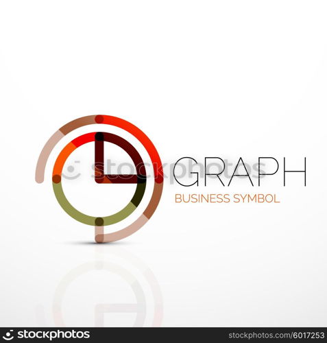 Vector abstract logo idea, linear chart or graph business icon. Creative logotype design template made of overlapping multicolored line segments