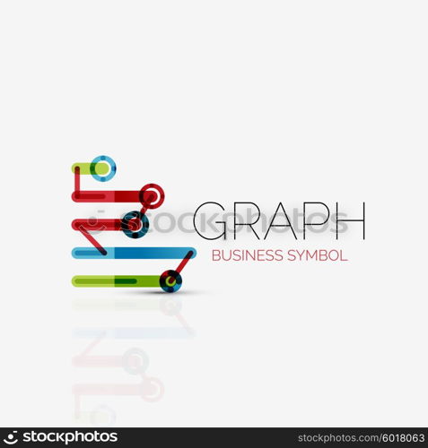 Vector abstract logo idea, linear chart or graph business icon. Creative logotype design template made of overlapping multicolored line segments