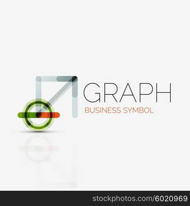 Vector abstract logo idea, linear chart or graph business icon. Creative logotype design template made of overlapping multicolored line segments