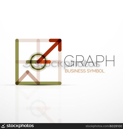 Vector abstract logo idea, linear chart or graph business icon. Creative logotype design template made of overlapping multicolored line segments