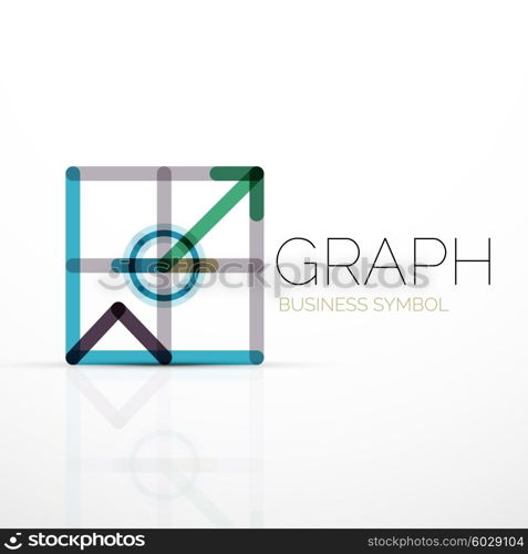 Vector abstract logo idea, linear chart or graph business icon. Creative logotype design template made of overlapping multicolored line segments