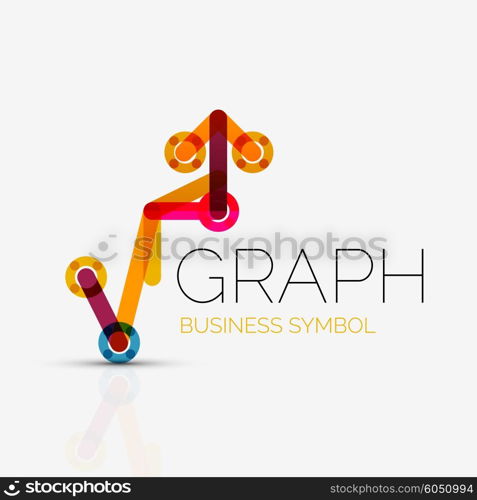 Vector abstract logo idea, linear chart or graph business icon. Creative logotype design template made of overlapping multicolored line segments