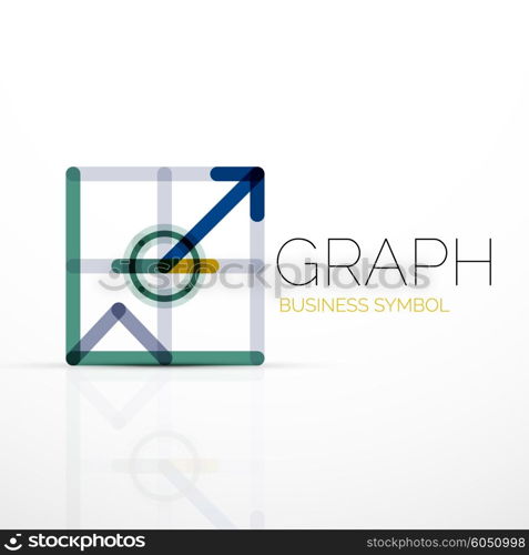 Vector abstract logo idea, linear chart or graph business icon. Creative logotype design template made of overlapping multicolored line segments