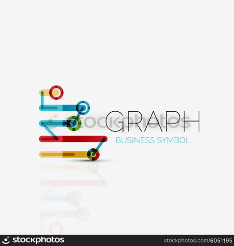 Vector abstract logo idea, linear chart or graph business icon. Creative logotype design template made of overlapping multicolored line segments