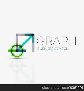 Vector abstract logo idea, linear chart or graph business icon. Creative logotype design template made of overlapping multicolored line segments