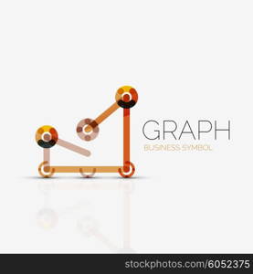 Vector abstract logo idea, linear chart or graph business icon. Creative logotype design template made of overlapping multicolored line segments