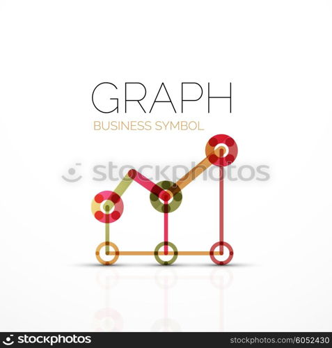 Vector abstract logo idea, linear chart or graph business icon. Creative logotype design template made of overlapping multicolored line segments