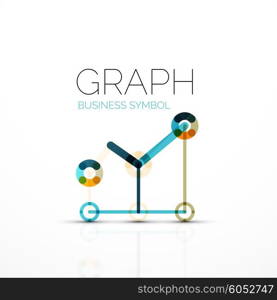 Vector abstract logo idea, linear chart or graph business icon. Creative logotype design template made of overlapping multicolored line segments