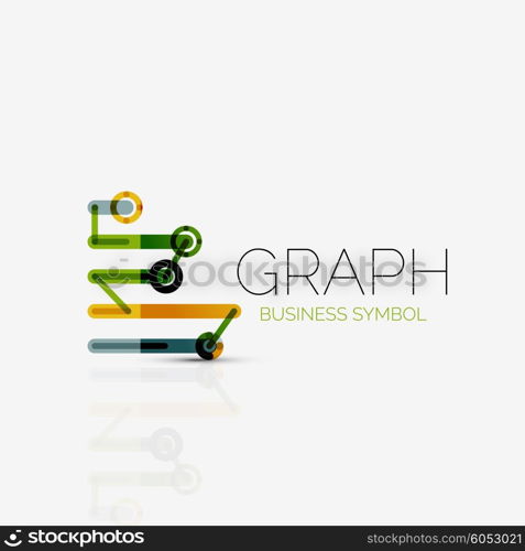 Vector abstract logo idea, linear chart or graph business icon. Creative logotype design template made of overlapping multicolored line segments