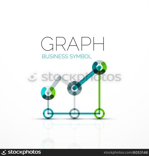 Vector abstract logo idea, linear chart or graph business icon. Creative logotype design template made of overlapping multicolored line segments