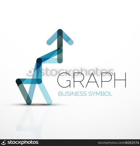 Vector abstract logo idea, linear chart or graph business icon. Creative logotype design template made of overlapping multicolored line segments