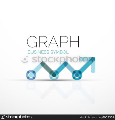 Vector abstract logo idea, linear chart or graph business icon. Creative logotype design template made of overlapping multicolored line segments