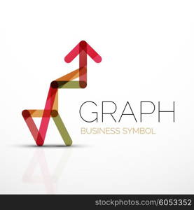 Vector abstract logo idea, linear chart or graph business icon. Creative logotype design template made of overlapping multicolored line segments