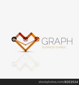 Vector abstract logo idea, linear chart or graph business icon. Creative logotype design template made of overlapping multicolored line segments