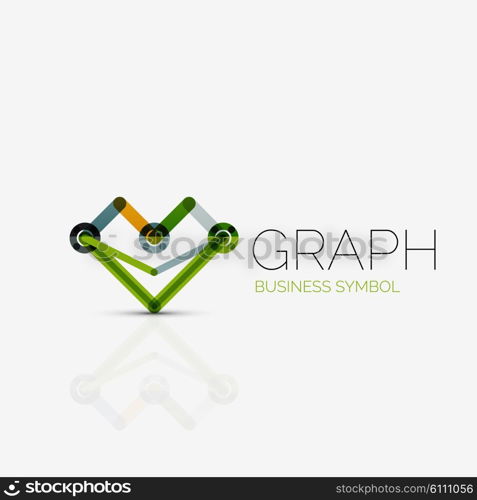 Vector abstract logo idea, linear chart or graph business icon. Creative logotype design template made of overlapping multicolored line segments