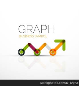 Vector abstract logo idea, linear chart or graph business icon. Creative logotype design template made of overlapping multicolored line segments