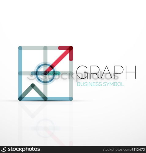 Vector abstract logo idea, linear chart or graph business icon. Creative logotype design template made of overlapping multicolored line segments