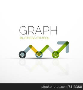 Vector abstract logo idea, linear chart or graph business icon. Creative logotype design template made of overlapping multicolored line segments