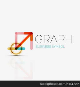 Vector abstract logo idea, linear chart or graph business icon. Creative logotype design template made of overlapping multicolored line segments