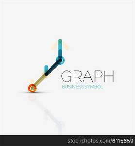 Vector abstract logo idea, linear chart or graph business icon. Creative logotype design template made of overlapping multicolored line segments