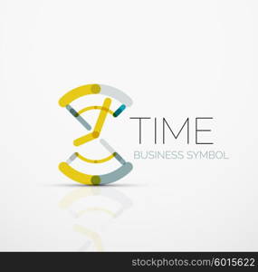 Vector abstract logo idea, time concept or clock business icon. Creative logotype design template made of overlapping multicolored line segments