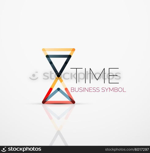 Vector abstract logo idea, time concept or clock business icon. Creative logotype design template made of overlapping multicolored line segments