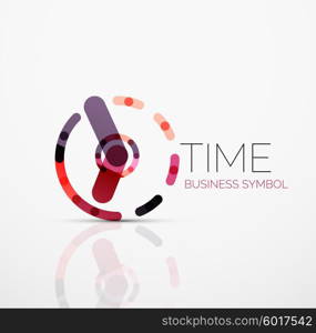 Vector abstract logo idea, time concept or clock business icon. Creative logotype design template made of overlapping multicolored line segments