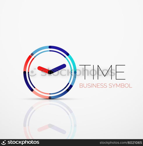 Vector abstract logo idea, time concept or clock business icon. Creative logotype design template made of overlapping multicolored line segments