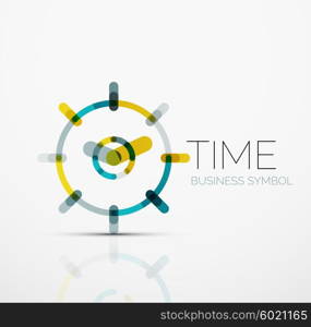 Vector abstract logo idea, time concept or clock business icon. Creative logotype design template made of overlapping multicolored line segments