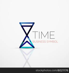 Vector abstract logo idea, time concept or clock business icon. Creative logotype design template made of overlapping multicolored line segments