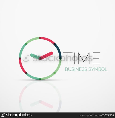 Vector abstract logo idea, time concept or clock business icon. Creative logotype design template made of overlapping multicolored line segments