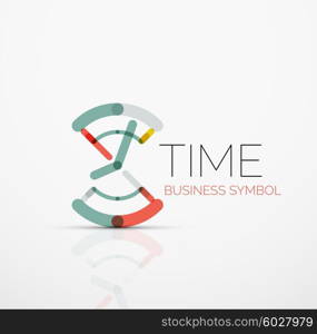 Vector abstract logo idea, time concept or clock business icon. Creative logotype design template made of overlapping multicolored line segments